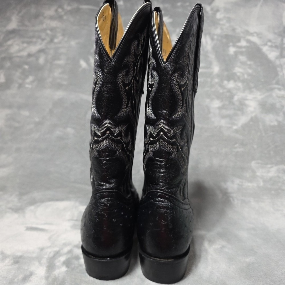 Vintage Circle G Black Ostrich Leather Men's Cowboy Boots Size 8.5 D EXC Country - Picture 4 of 10